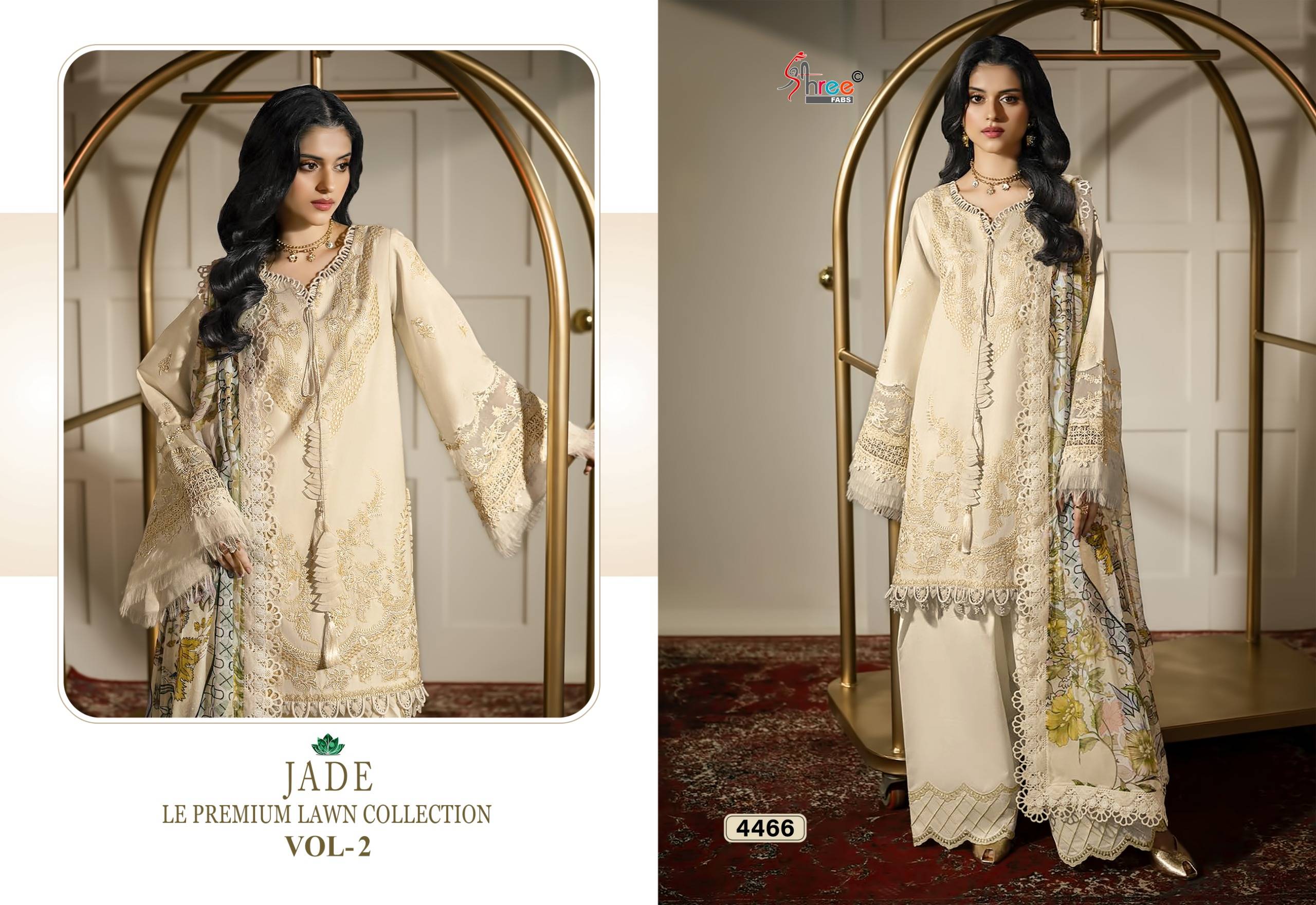 JADE LE PREMIUM LAWN COLLECTION VOL-02 by  Shree fabs 4461 to 4466 series Indian Pakistani ethnic wear Pure Cotton At Wholesale Price